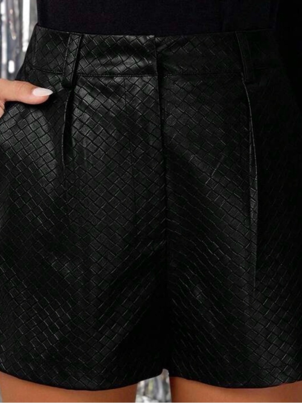 SHEIN Black Textured High-Waist Shorts New New!!